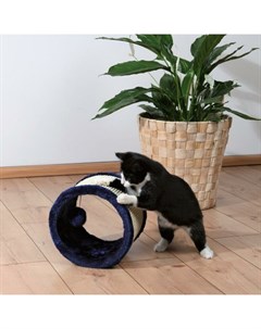 Когтеточка для кошек колесо Ф23 см из сизаля и плюша темно синего цвета Trixie