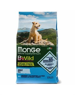 Dog BWild Grain Free Mini полнорационный сухой корм для собак мелких пород беззерновой с анчоусом ка Monge