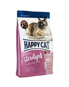 Сухой корм Adult Sterilised Voralpen Rind для стерилизованных кошек с говядиной Happy cat