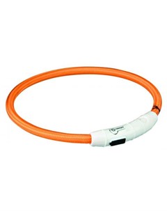 Светящийся ошейник для собак мигающий с USB M L 45 см ф7 мм оранжевое Trixie