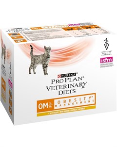 Влажный корм Veterinary Diets OM St Ox для взрослых кошек для снижения избыточной массы тела с куриц Pro plan