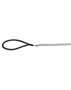 Поводок цепь для собак 110 см 2 мм металлическая с нейлоновой ручкой черная Trixie