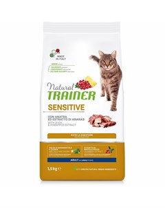 Сухой корм Natural Sensitive для взрослых кошек с чувствительным пищеварением и аллергией с уткой Trainer