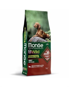 Dog BWild Grain Free полнорационный сухой корм для собак беззерновой с ягненком картофелем и горохом Monge