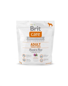 Care Adult Medium Breed сухой корм для взрослых собак средних пород с ягненком и рисом 1 кг Brit*