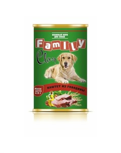 Family влажный корм для собак паштет из говядины в консервах 415 г Clan