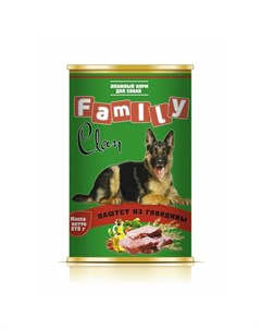 Family влажный корм для собак паштет из говядины в консервах 970 г Clan