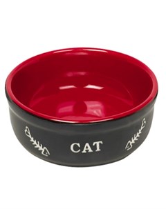 Миска керамическая с надписью Cat красно черная 240 мл Nobby