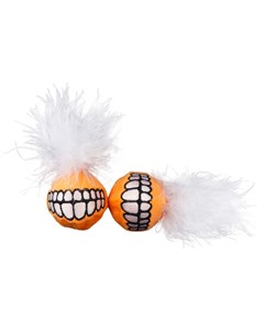 Игрушка для кошек плюшевый мяч с мятой и пером оранжевый 2 шт в уп Rogz