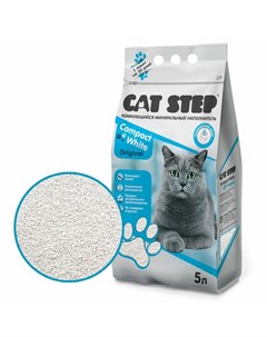 Compact White Original наполнитель для кошачьих туалетов минеральный комкующийся 5 л Cat step