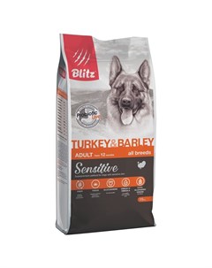 Sensitive Adult Turkey Barley полнорационный сухой корм для собак с индейкой и ячменем Blitz
