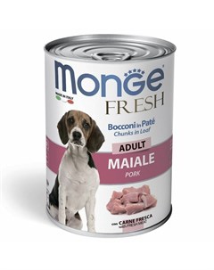 Dog Fresh Chunks in Loaf полнорационный влажный корм для собак мясной рулет из свинины кусочки в паш Monge