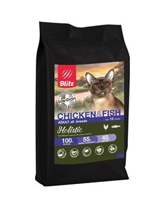 Holistic Cat Adult полнорационный сухой корм для кошек низкозерновой с курицей и рыбой Blitz