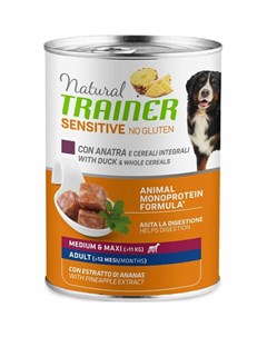 Natural Sensitive No Gluten влажный корм для собак средних и крупных пород с уткой 400 г Trainer