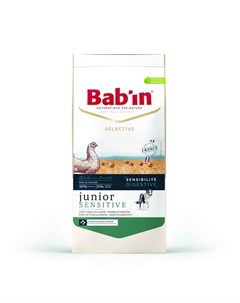 Сухой корм babin selective junior sensitive для щенков с 18 до 24 месяцев с чувствительным пищеварен Bab'in