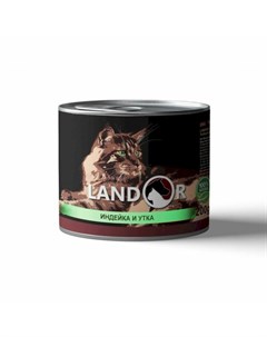Влажный корм для котят с индейкой и уткой в консервах 200 г Landor