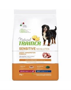 Natural Sensitive сухой корм для взрослых собак средних и крупных пород без глютена с уткой 3 кг Trainer