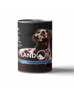 Влажный корм для собак всех пород с ягненком и лососем в консервах 400 г Landor