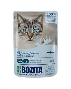 Pouch Herring влажный корм для взрослых кошек с кусочками в соусе с сельдью 85 г Bozita
