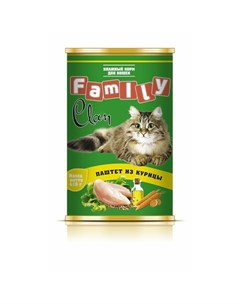 Family влажный корм для кошек паштет из курицы в консервах 415 г Clan