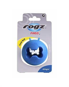 Мяч пупырчатый с зубами для массажа десен с отверстием для лакомств FRED 64 мм синий Rogz