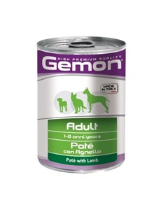 Dog полнорационный влажный корм для собак паштет с ягненком в консервах 400 г Gemon