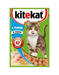 Полнорационный влажный корм для кошек рыбой кусочки в соусе в паучах 85 г Kitekat