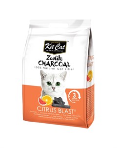 Zeolite Charcoal Citrus Blast цеолитовый комкующийся наполнитель с ароматом цитруса 4 кг Kit cat