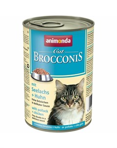 Brocconis Cat влажный корм для кошек с сайдой и курицей кусочки в соусе в консервах 400 г Animonda
