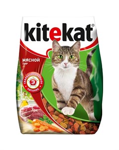 Мясной Пир полнорационный сухой корм для кошек с говядиной 350 г Kitekat