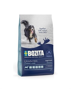 Grain Free Lamb 23 12 сухой корм беззерновой для взрослых собак с нормальным уровнем активности с яг Bozita