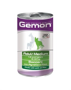 Dog Medium полнорационный влажный корм для собак средних пород с ягненком и рисом кусочки в соусе в  Gemon