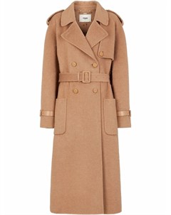 Двубортное пальто с поясом Fendi