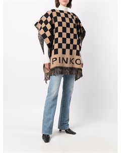 Клетчатое пончо с логотипом Pinko