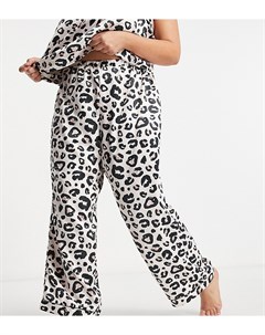 Атласные пижамные брюки с леопардовым принтом Curve Loungeable