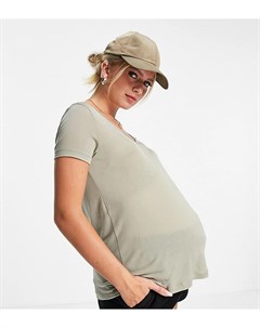 Свободная футболка с V образным вырезом цвета хаки ASOS DESIGN Maternity Asos maternity