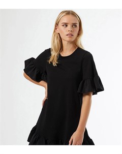 Черное платье футболка с оборками Petite Miss selfridge