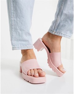 Розовые мюли на каблуке из гибкого пластика Heat Asos design