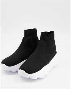 Черные трикотажные кроссовки носки на толстой подошве Truffle collection