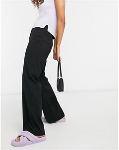 Черные свободные брюки с широкими штанинами Bershka