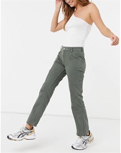 Расклешенные брюки цвета хаки в утилитарном стиле с заниженной талией Asos design