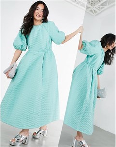 Шалфейно зеленое стеганое платье миди Asos edition