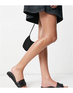 Черные плетеные сандалии на плоской подошве для широкой стопы Forty Asos design