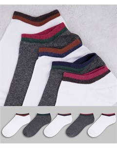 Набор из 5 пар спортивных носков белого и серого меланжевого цвета Asos design
