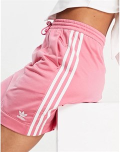 Розовая мини юбка с эластичным поясом на шнурке и с тремя полосками adicolor Adidas originals
