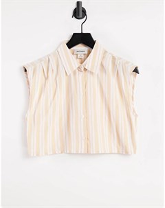 Рубашка из органического хлопка в полоску персикового цвета без рукавов от комплекта Jessie Monki