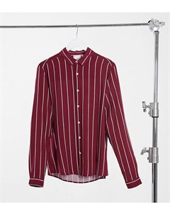 Бордовая рубашка классического кроя в полоску из вискозы Tall Asos design