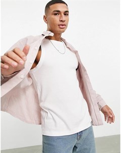 Розовая свободная рубашка на основе льна с воротником на пуговицах Asos design