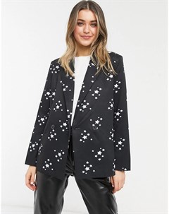 Двубортный пиджак со звездным принтом от комплекта из трех предметов Heartbreak