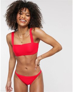 Красные бразильские плавки бикини в рубчик Seafolly